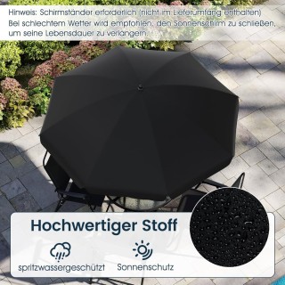 Costway Σετ επίπλων κήπου με ομπρέλα και 4 μαύρες πτυσσόμενες καρέκ...