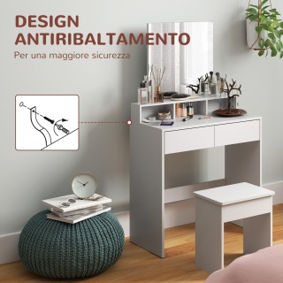 HOMCOM Τραπέζι Μακιγιάζ με Καθρέφτη, 3 Ράφια, 2 Συρτάρια και Σκαμπ... HOMCOM Τραπέζι Μακιγιάζ με Καθρέφτη, 3 Ράφια, 2 Συρτάρια και Σκαμπ...