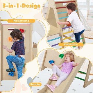 Costway 3 σε 1 Σκάλες & Τοιχοαναρρίχηση & Τσουλήθρα: Πολύχρωμο Κλει...