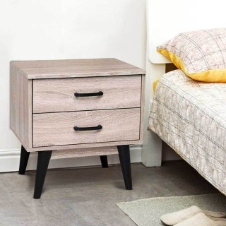 BAKAJI Σύγχρονο Ξύλινο Κομοδίνο Δύο Συρταριών  48 x 38 x 50 εκ. σε ...