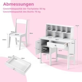 Costway Γραφείο Παιδικό με Καρέκλα και Αποθηκευτικό Χώρο, 79 x 34 x... Costway Γραφείο Παιδικό με Καρέκλα και Αποθηκευτικό Χώρο, 79 x 34 x...