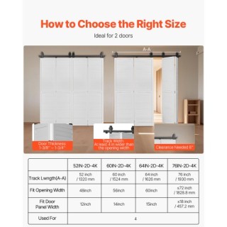 VEVOR Κιτ Συρόμενης Πόρτας Αχυρώνα 52 για Τέσσερις Πόρτες ZDSMDGDGS...