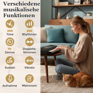 Costway Ηλεκτρονικό Σετ Πλήκτρων Πληκτρολογίου για Αρχάριους, 61 Πλ...