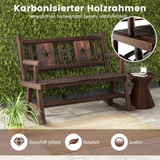 Costway  Ξύλινη Διθέσια Κούνια Βεράντας με Εργονομικό Σχέδιο και Αν...