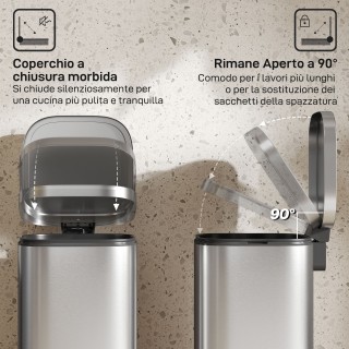 HOMCOM Κάδος Απορριμμάτων με Πεντάλ 30L με Αποσπώμενο Κουβά, από Μέ...