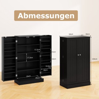 Costway Μαύρος Ελεύθερος Μπουφές Κουζίνας με Ρυθμιζόμενα Ράφια και ...