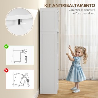 HOMCOM Λευκή Κουζίνα Κρεντένζα 60x30x145.5 cm με Γυάλινες Πόρτες 83...