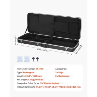 VEVOR Ηλεκτρική Κιθάρα Σκληρή Θήκη 105εκ με Κλειδαριά και Κλειδιά γ...