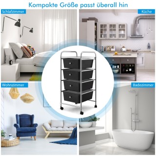 Costway Καρότσι με 4 στοιβαζόμενα συρτάρια, μεταλλικό πλαίσιο, επι... Costway Καρότσι με 4 στοιβαζόμενα συρτάρια, μεταλλικό πλαίσιο, επι...