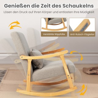 Costway  Μοντέρνα Κουνιστή Πολυθρόνα με Ψηλή Πλάτη & Μαξιλάρι Καθίσ...