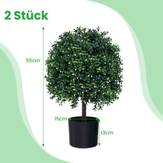 Costway  Σετ 2 Τεχνητών Θάμνων Πυξάρι με Λευκούς Καρπούς και UV Προ...