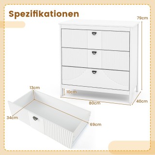 Πολυλειτουργική Συρταριέρα Αποθήκευσης με 3 Συρτάρια από MDF 80 x 4...