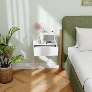 HOMCOM  Μοντέρνο Επιτοίχιο Κομοδίνο με Συρτάρι, από Ξύλο, 40x30x15 ...