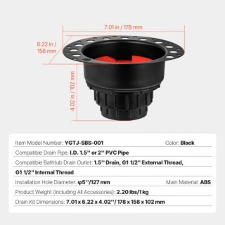 VEVOR Σετ Αποχέτευσης Μπανιέρας Ελεύθερης Τοποθέτησης με Κιτ Προεγκ... VEVOR Σετ Αποχέτευσης Μπανιέρας Ελεύθερης Τοποθέτησης με Κιτ Προεγκ...