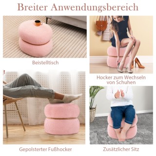 Costway  Πολυλειτουργικό Σκαμπό με Ροζ Ύφασμα και Ξύλινη Λεπτομέρει...