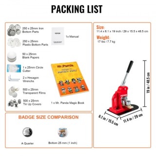 Μηχανή Κατασκευής Κουμπιών VEVOR 25mm με 500 Δωρεάν Εξαρτήματα BJS... Μηχανή Κατασκευής Κουμπιών VEVOR 25mm με 500 Δωρεάν Εξαρτήματα BJS...