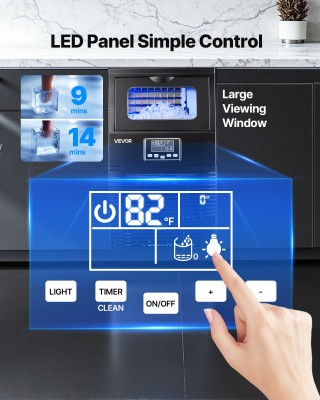 VEVOR Επαγγελματική Παγομηχανή, 40.82 kg/24h, Ανοξείδωτη με LED Οθό...