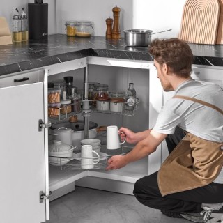 VEVOR  28 Διπλό Νεφροειδές Χρωμέ Γωνιακό Ράφι Ντουλαπιού Lazy Susan...