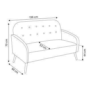 Galileo Διώδιος καναπές σε ανοιχτό γκρι χρώμα με βελούδινη υφή υφάσ...
