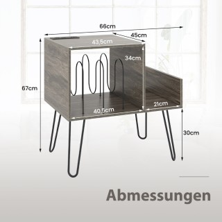 Costway Πλαϊνό τραπεζάκι με σταθμό φόρτισης και βάση πικάπ με διαχω...