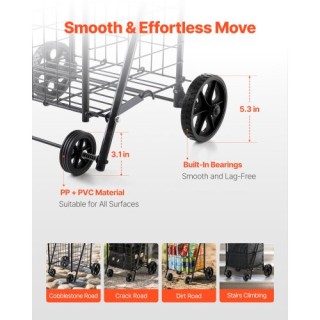 VEVOR Πτυσσόμενο Καρότσι Αγοράς, Μαύρο, Με Ροδάκια και Μέγιστο Φορτ... VEVOR Πτυσσόμενο Καρότσι Αγοράς, Μαύρο, Με Ροδάκια και Μέγιστο Φορτ...
