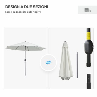 Outsunny Στρογγυλή Ομπρέλα Κήπου με Μανιβέλα και Κλίση σε 3 Επίπεδα...