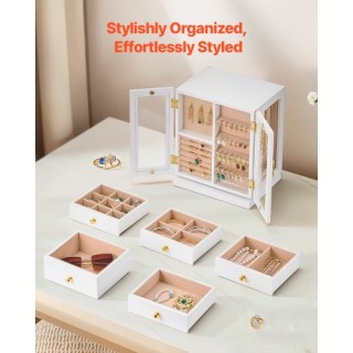 VEVOR Περιστρεφόμενη Κοσμηματοθήκη με 5 Συρτάρια Λευκή TSSSH1000011...