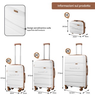 PROVITERA Σετ 4 Βαλίτσες Σκληρού Κελύφους από Πολυπροπυλένιο σε Λευ...