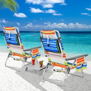 Costway Σετ 3 τεμ. Πολύχρωμες Ξαπλώστρες Παραλίας & Πτυσσόμενο Τραπ... Costway Σετ 3 τεμ. Πολύχρωμες Ξαπλώστρες Παραλίας & Πτυσσόμενο Τραπ...