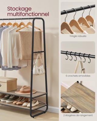 Ράγα Ρούχων VASAGLE με Ράφια και Γάντζους, Τιρκουάζ/Μαύρο Ράγα Ρούχων VASAGLE με Ράφια και Γάντζους, Τιρκουάζ/Μαύρο