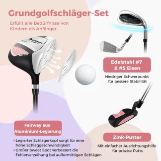 Costway  Πλήρες Σετ Junior Γκολφ για Παιδιά 8-10 Ετών με Τσάντα και...