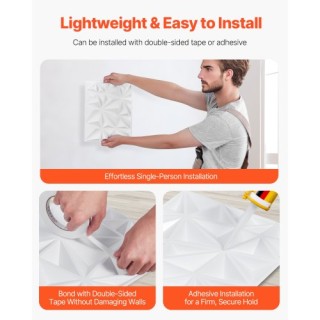 VEVOR Πάνελ Τοίχου 3D 33-Τεμαχίων 11.81x11.81 PVC 32 Τ.Π. Κάλυψη Δι...