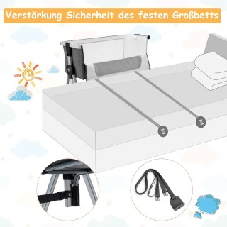 Costway Πτυσσόμενο Πλευρικό Κρεβατάκι Μωρού με Ρυθμιζόμενο Ύψος κα... Costway Πτυσσόμενο Πλευρικό Κρεβατάκι Μωρού με Ρυθμιζόμενο Ύψος κα...