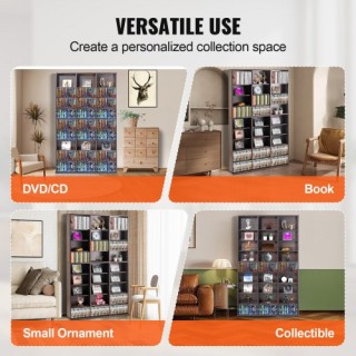 VEVOR  Ντουλάπι Αποθήκευσης Μέσων 9 Ρυθμιζόμενα Ράφια DVD 756 CD Es...