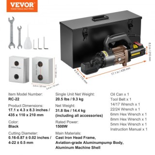 VEVOR  1500W Ηλεκτρικός Υδραυλικός Κοπτήρας Οπλισμού έως 22mm GJQDJ...