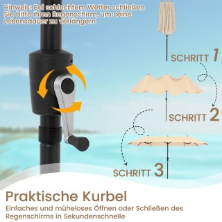 Costway Διπλή Ομπρέλα με Μανιβέλα & UV Προστασία, Μπεζ NP12227BE Costway Διπλή Ομπρέλα με Μανιβέλα & UV Προστασία, Μπεζ NP12227BE