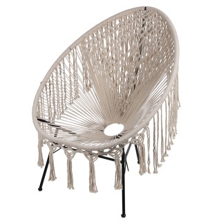 Galileo Καρέκλα lounge macram intreccio από βαμβάκι με σκελετό από ... Galileo Καρέκλα lounge macram intreccio από βαμβάκι με σκελετό από ...