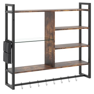 Costway Επιτοίχιο κρεμαστό ράφι 6 επιπέδων με 8 γάντζους S και πλαϊ...