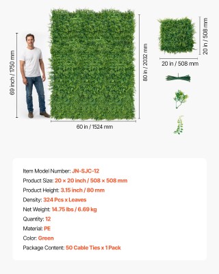 VEVOR Τεχνητός Φυτικός Τοίχος - 12 Τεμάχια, Πάνελ Πράσινου Κουτιού ... VEVOR Τεχνητός Φυτικός Τοίχος - 12 Τεμάχια, Πάνελ Πράσινου Κουτιού ...