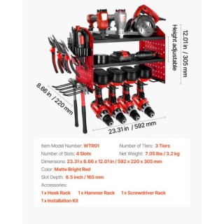 VEVOR Γραμμική Οργάνωση Εργαλείων: Τριεπίπεδη Ράφι Εγκατάστασης με ...