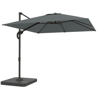 Outsunny Κήπου Ομπρέλα με Μανιβέλα 2,4x2,4m με Γεμιστή Βάση και Περ...