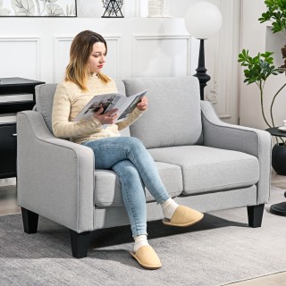 HOMCOM Δίθεσιος Καναπές 136x77x86 cm, Γκρι Ανοιχτό 83B-399V00LG HOMCOM Δίθεσιος Καναπές 136x77x86 cm, Γκρι Ανοιχτό 83B-399V00LG