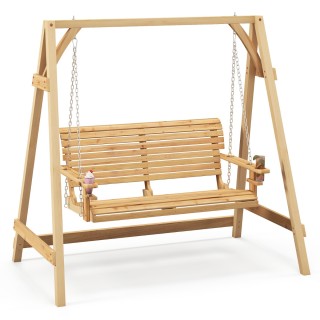 Costway Διθέσια Εξωτερική Κουνιστή Καρέκλα με Ρυθμιζόμενες Αλυσίδες...