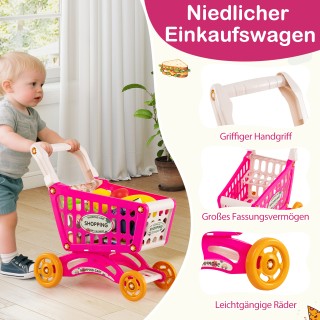 Costway 76-κομμάτι Σούπερ Μάρκετ με Καρότσι Αγορών, Ζυγαριά & Σαρωτ...