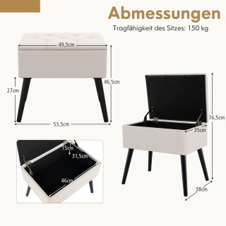 Costway Μπεζ Σκαμπό Μακιγιάζ με Αποθηκευτικό Χώρο και Ανοιγόμενο Κά...