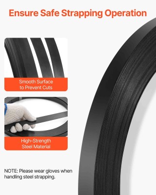 VEVOR Ανθεκτική Ταινία Δεσίματος Χάλυβα, 19 mm x 0.55 mm x 91 m, 1,...