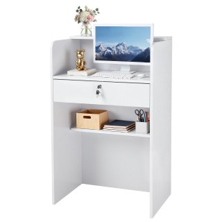 VEVOR Λευκός Μοντέρνος Ρεσεψιον Desk 60 cm με Συρτάρι YBQTBSJXBDLEC...