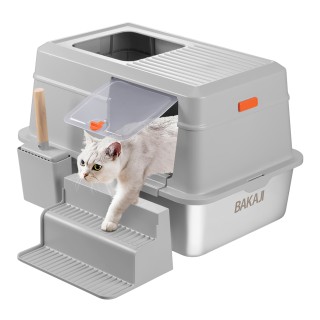 BAKAJI Κουτί Απορριμμάτων Γάτας 35 Λίτρων με Σκάλα & Πόρτα Αντί Σκό...