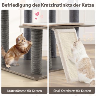 Costway Γκρι Κρεμαστό Δέντρο Γάτας με Σπίτι & Σχοινί Sisal 171 εκ. ...