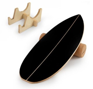 Costway Ξύλινη Ισορροπιστική Σανίδα για Ενήλικες με Ρολό από Φελλό ...